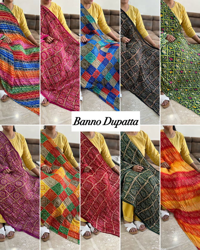 MB Banno Dupatta Designer Print Bandhej Dupatta Wholesale Shop In Surat
